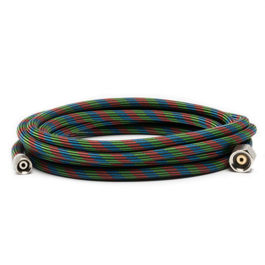 IWATA: 10' Braided Nylon Airbrush Hose with Iwata Airbrush Fitting and 1/4" Compressor Fitting